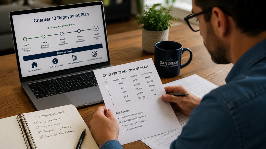 100 percent Chapter 13 repayment plan helping debtors repay debts over three to five years