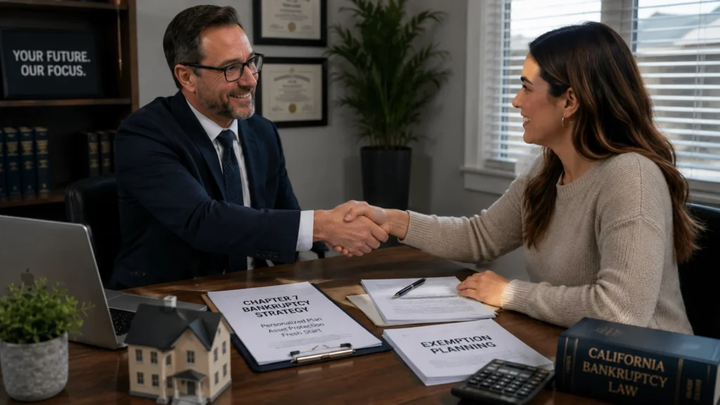 Bankruptcy attorney explaining California Chapter 7 bankruptcy exemptions and protected assets.