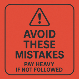  A red warning sign that shows you’ll pay heavy if not follow them
