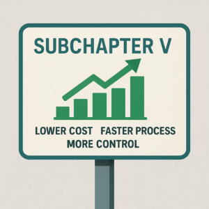 A visual sign that show progress of businesses while highlighting lower cost, faster process and more control than tarditional chapter 11.