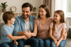 A relaxed and calm family together and their life is back to normal with garnishing ceases and full paychecks are received back home.