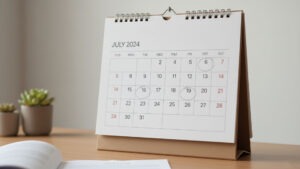 A wall calendar with only three dates lightly circled, nothing crowded or chaotic… reinforces that the process is finite and structured, not endless or overwhelming.