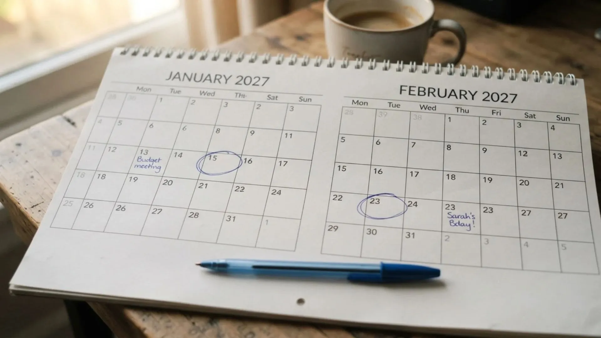 Calendar with filing deadline dates circled for holiday credit card charges and bankruptcy